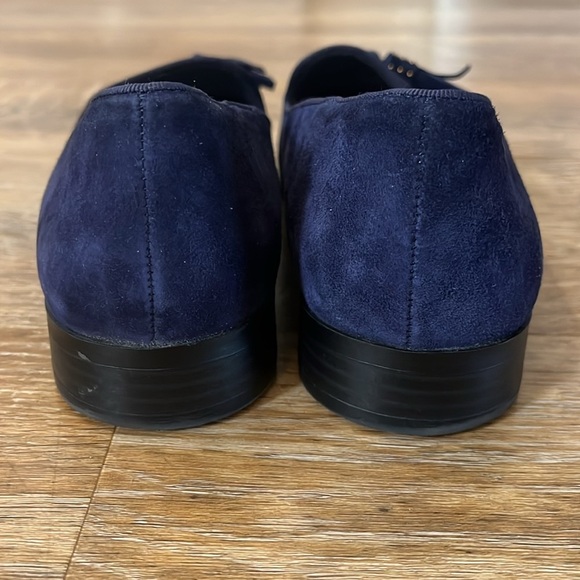 Anne Klein Navy Loafer Tassel Smoking Flat Shoe Sz 7M Iflex Like New Suede - Picture 3 of 9